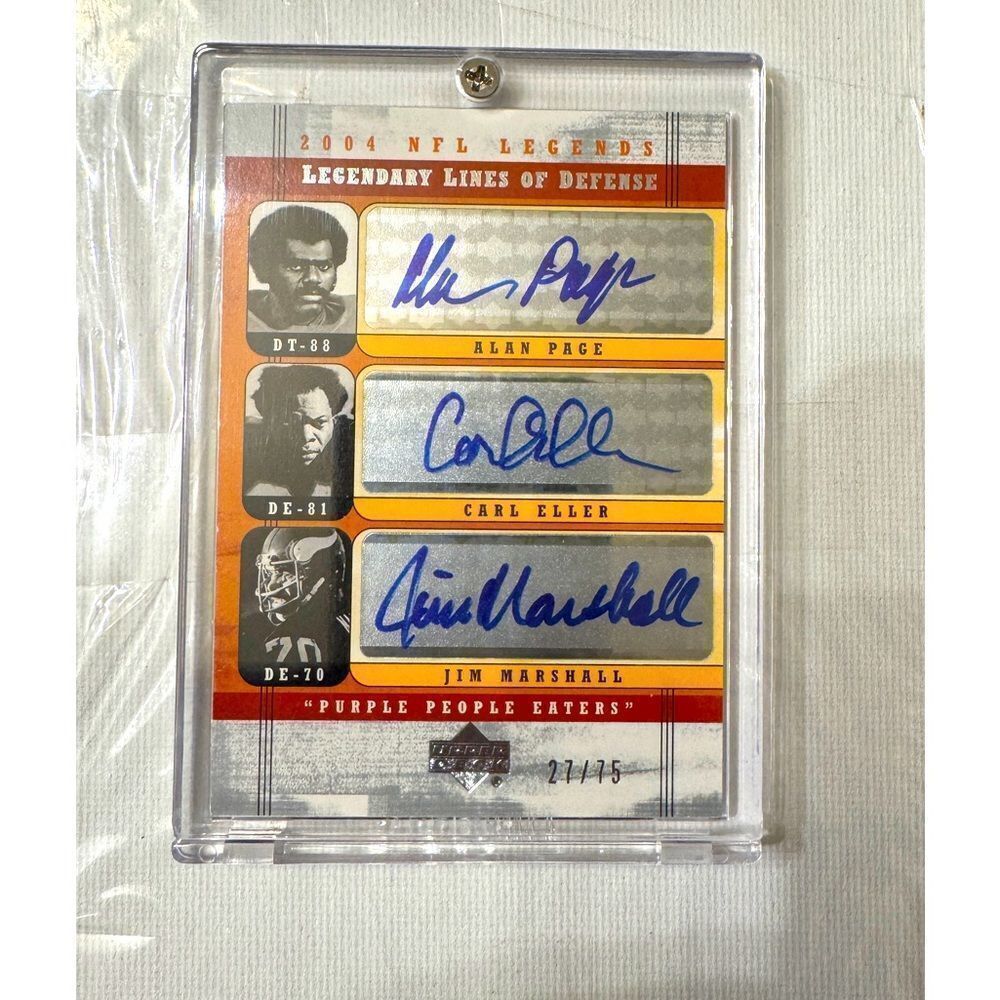 2004 ud legends triple auto alan page, carl eller marshall mint condition